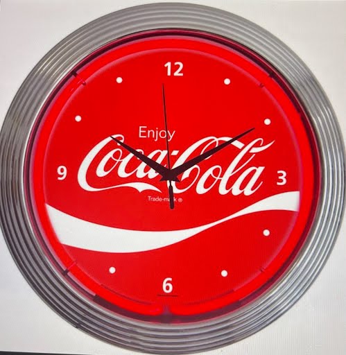 Enjoy Coca-Cola custom neon clock with red glow