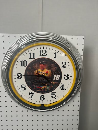 Kyle Busch tribute custom neon clock with yellow glow