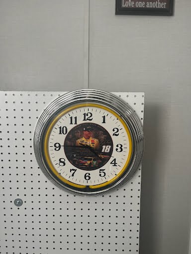 Kyle Busch tribute custom neon clock on display wall