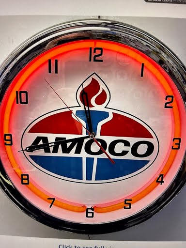 Amoco custom neon clock with orange glow